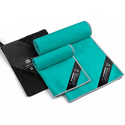 VULKIT Serviette en Microfibre 2 pièces Serviette de Gymnastique Microfibre séchage Rapide Refroidissement léger Doux pour Courir Voyage Yoga Camping Natation Sport Cover