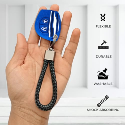 Image of Keycept Tristar Key Cover for Suzuki Swift, Dzire, Ertiga, Baleno, Grand Vitara, Celerio, WagonR, Brezza, Scross, Fronx, Jimny, Ignis (2 Button Remote Key)(Type 6, Blue)