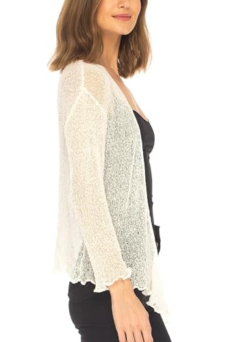 SHU-SHI Sheer Shrug for Women Mesh Knit Cover Up Lightweight Dressy Cardigan for Summer Tie Top Wrap