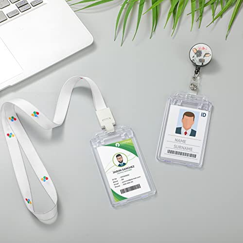 Permanent Locking Hard Plastic Badge Holder Vertical Clear Id Badge Holder Heavy Duty Locking Badge Protector Case Badge Holder For Office School Card Travel Waterproof, 2.4 X 4.2 Inch (10) #TOP4