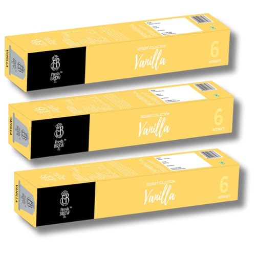 Image of Fresh Brew Co. Vanilla | Intensity 6 | Smooth & Creamy Flavor | Nespresso Compatible Capsules | Light Roast Coffee | 100% Arabica | Perfect for Coffee Lovers (10 Capsules Per Pack) (Pack of 3)