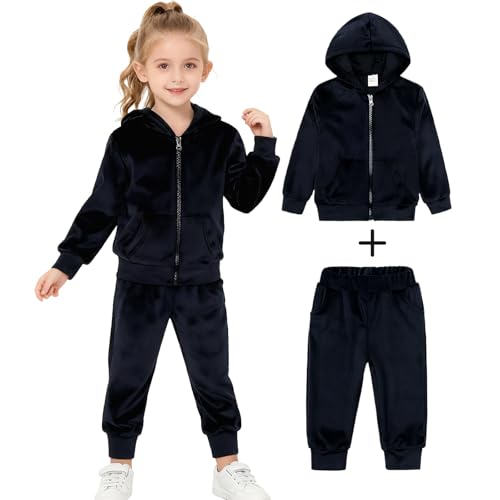 Image of Toddler Girls Boy Clothes Set Fleece Hooded Outfits Casual Sweatsuits Kids Jogger Tracksuits 6M-12Y