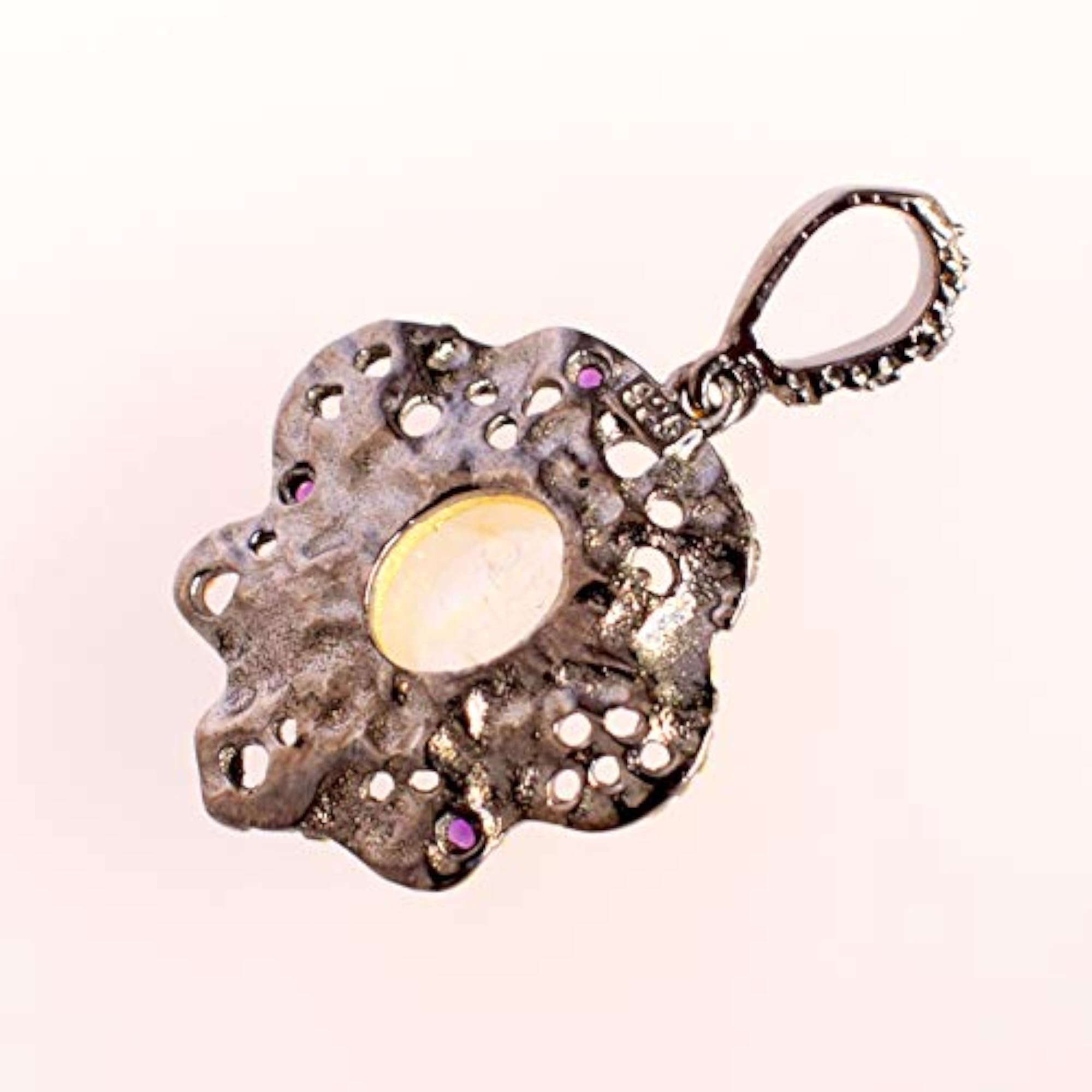 Genuine Rainbow Moonstone 925 Sterling Silver Contemporary Wedding Pendant