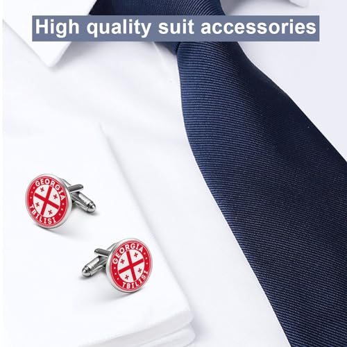 Georgia Tbilisi Flag Cufflinks Cuff Links for Men, Shirt Buttons Cuff Links Set Accessories 1.7cm4