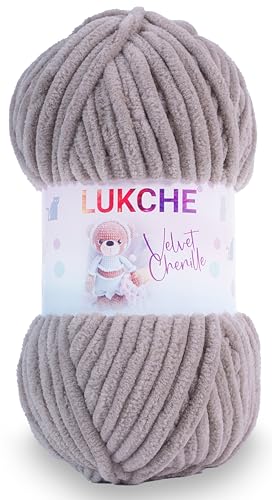 Lukche Velvet Chenille Blanket amigurumi Yarn for Crocheting and Knitting Super Bulky 100 gr (75,4 yds) (Yarn Thickness 8 mm) (Beige) 1