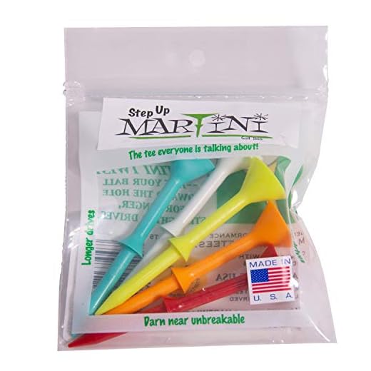 Golf Tees Brass - Heavy-Duty Brass Golf Tees | Golf Accessories Martini Golf Tees DMT007 Durable Plastic Step-UP Tees (5 Pack), Assorted Colors, 3.25"