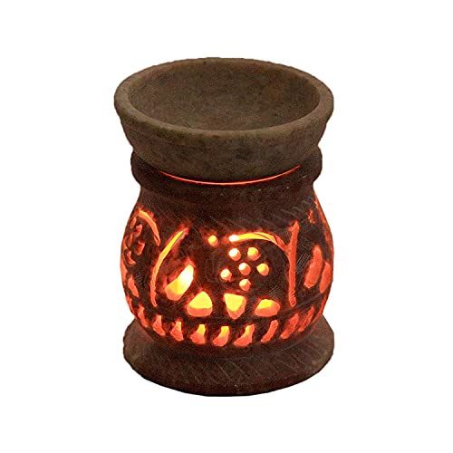 Kc Kullicraft Marble Soapstone Candle Aroma Burner | Oil Diffuser | Tea Light Holder | Wax Burner- Handmade Elephant Carving For Gifting. Decorative Home And Office Decor. #TOP6