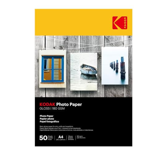 Kodak Gloss Insta Dry- Papel fotográfico A4, 50 hojas, 180 g...