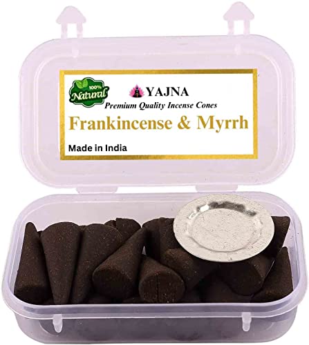 Yajna Frankincense-and-Myrrh 100%-Natural-Incense-Cones Handmade-Hand-Dipped Organic-Chemicals-Free...