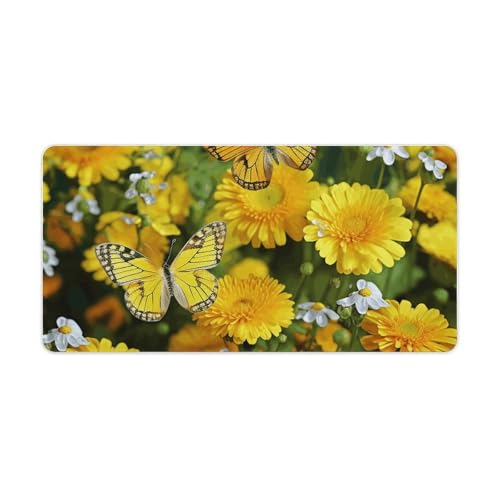 Tapis de souris grand format imperméable et antidérapant jaune