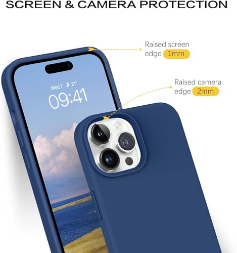 Image of M Cart Compatible with iPhone 13 Pro Max Case 6.7 Inch Liquid Silicone Soft Gel Rubber Slim Microfiber Lining Cushion Cover Shockproof Protective Phone Case for iPhone 13 Pro Max -Ocean Blue
