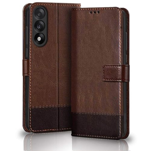 Image of TheGiftKart Flip Back Cover Case for OnePlus Nord 5 5G | Dual-Color Leather Finish | Inbuilt Stand & Pockets | Wallet Style Flip Back Case Cover for OnePlus Nord 5 5G (Faux Leather, Brown & Coffee)