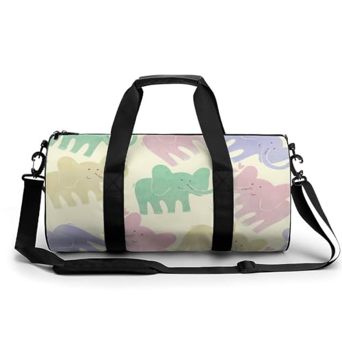 Duffel bag éléphant vert et rose au format compact 45x23x23cm