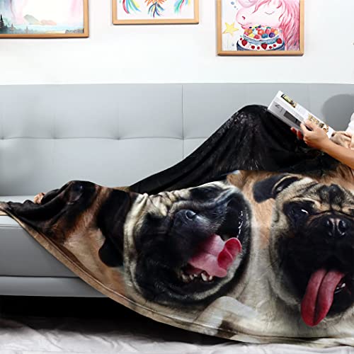 Sxchen Blankets Plush Sofa Bed Throw Blanket Funny Pug Dogs Pet Animal 60"X80" #TOP1