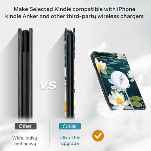 Image of CoBak Stand Case for 7 inch Kindle Paperwhite 12th Gen 2024 and Kindle Colorsoft with Hand Strap - Compatible with iPhone MagSafe, for Samsung /Belkin /Anker Wireless Charging Pads, Durable, Auto Sleep Wake