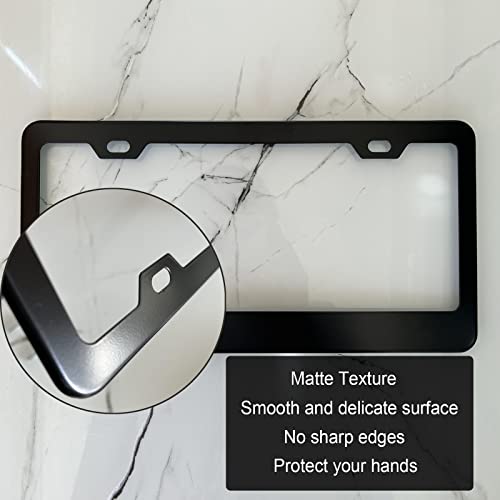 Xhuizio Place Sea Turtle Starfish Seaweed The Beach Is My Happy License Plate Frame For Women/Men, Black Stainless Steel Car Tag Frame, 6"X12" 2 Holes & Screws Fits Standard Us/Ca #TOP3