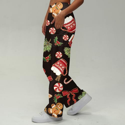 Women Wide Leg Christmas Lounge Pants Xmas with Pocket3