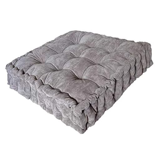 Floor Pillow 25x25 Inch, Square Meditation Cushion Floor Seating for Adults, Oversized Tufted seat Cushion Reading Nook for Kids, Yoga Meditation Pillow for Sitting on Floor-Gray