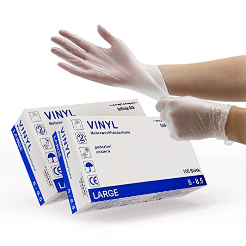 Infinia AG Vinyl-Handschuhe (ANGEBOT, nur kurze Zeit) Mehrzweckhandschuhe 1000 Stück Größe L