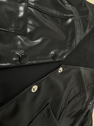 Women's Faux Leather Crop Vest, V-Neck, Button Front, Black3