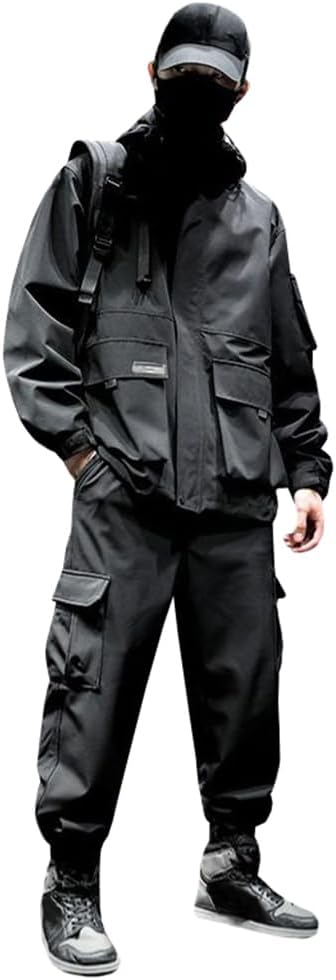 Men's Jacket, Cargo Pants, Large Size, Long Sleeve, Hooded, Mountain Hoodie, Long Pants, Top and Bottom Set, Waterproof, Loose, Harajuku Style, Street Style, Stylish, Spring and Autumn