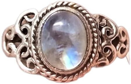 Rainbow Moonstone Ring, Artisan Design Ring, Solitaire Ring, Boho Ring, Oval Stone Ring, June Birthstone Ring, Engagement Ring, Minimalist Ring, Healing Crystal Ring, Natural Moonstone Jewelry