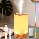 Diffuseur D'huiles Essentielles, 150ml Ultrasonique Diffuseur Arômes avec Télécommande 7 Couleurs LED Humidificateur d'air Diffuseur de Parfum Electrique pour Chambre, Spa, Yoga, Salon