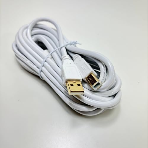 OMNIHIL White 15 FT High Speed USB 2.0 Cable Compatible with Numark C3USB DJ Mixer