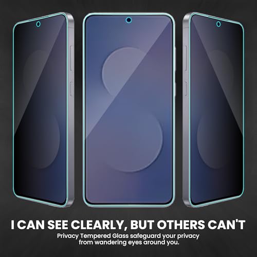 Image of ArmourPro Privacy Tempered Glass for Samsung Galaxy S25 FE - Anti Spy Anti Peeping Screen Protector, Edge-to-Edge Full Coverage, 9H Hardness with Cable Protector | Black