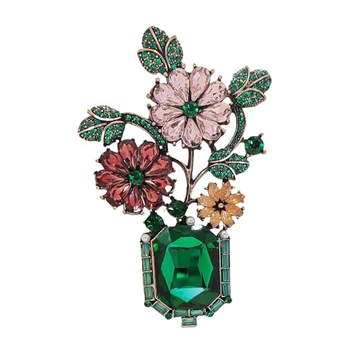 DREAMLANDSALES Gorgeous Vintage Deep Red Orange Pink Flower Bonsai Brooch Pin (Bonsai)
