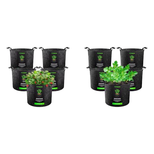 Image of VIVOSUN 5-Pack 2 Gallon and 5-Pack 5 Gallon Plant Grow Bags Fabric Pots with Handles