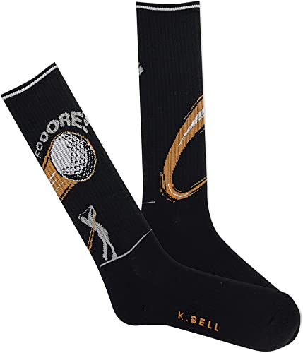 Chaussettes crew homme K. Bell noires parfaites pour le golf et les activités en plein air