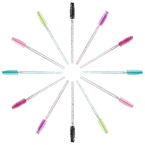Image of G2PLUS 300PCS Crystal Eyelash Brushes, Disposable Mascara Wands Makeup Applicator, Adjustable Lash Spoolies for Eyelash Extensions and Eyebrow Brush (Colourful)