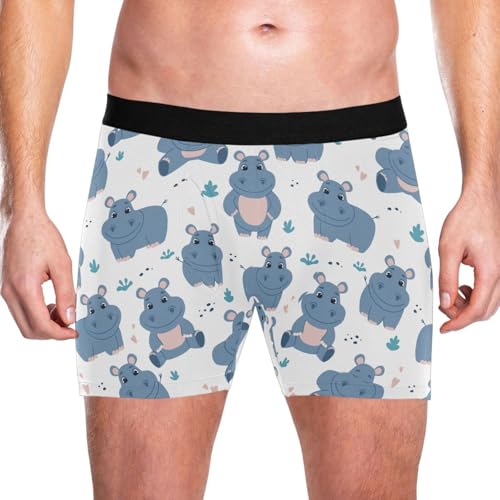 Men's Boxer Briefs Novelty Soft and Breathable with Fly Cartoon Hippo Underwear for Men2