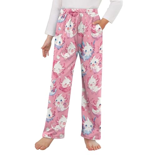 CLOHOMIN Boys Girls Pants with Pockets Size 2-15T Loose Fit Girls Long Pajama Pants Kids Sweatpants