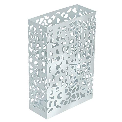 Porte-parapluies en fer forgé blanc creux pour sol propre et sec