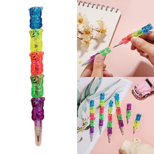 Set de 5 Lápices apilables con diseño de oso miniatura 2
