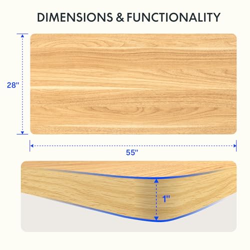 Image of FLEXISPOT EN2 Whole-Piece Standing Desk with Clamp Power Strip, 55 x 28 Electric Stand Up Height Adjustable Desk with Cable Management (White Frame + 55 inch Maple Top, 2 Packages)