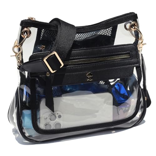 Clear Crossbody Bags for Women Stadium Approved Clear Purse for Concert Transparent Events Plastic Bag
