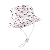 GLAITC Baby Sonnenhut Kinder Kleinkind Sonnenhut Verstellbarer Unisex-Kind Sommerhut UPF 50+ Cartoon-Tierdruck Sonnenhut für Babys, Kleinkinder von 1–6 Jahren 4-6 Years Floral