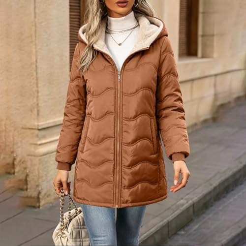 Puffer Coats for Women with Hood Warm Fleece Lined Jackets Winter Outerwear - image 4