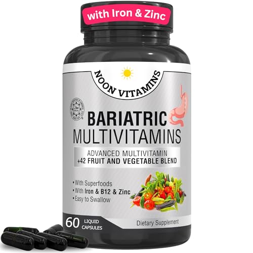 Bariatric Multivitamin with Iron for Women & Men - All-in-One 42 Superfood Blend for Energy & Immune Support - Post-Surgery Recovery Easy-to-Swallow Halal Made in USA (60 Liquid Capsules)