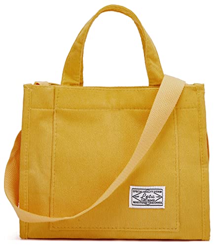 Cord Schultertasche für Frauen Crossbody Tasche Geldbörse für Frauen Taschen Quadratische Geldbörse Tragetasche Casual Arbeit Schule Reisen, gelb, Einheitsgröße Cover