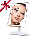 Lighted Makeup Mirror with Magnification 10x – LightTouch Dimmable Make Up Mirror, Cosmetic Face Mirror with Light LED Soft-Light (Cordless)
