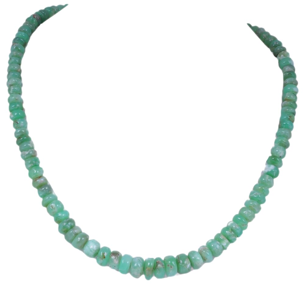 gehna Chrysoprase Gemstone Round Cabochon Bead Necklace-picture-11