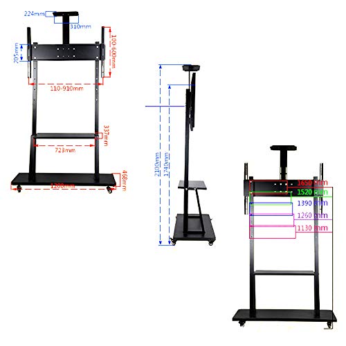 Soporte móvil para TV ajustable de altura con ruedas miniatura 2