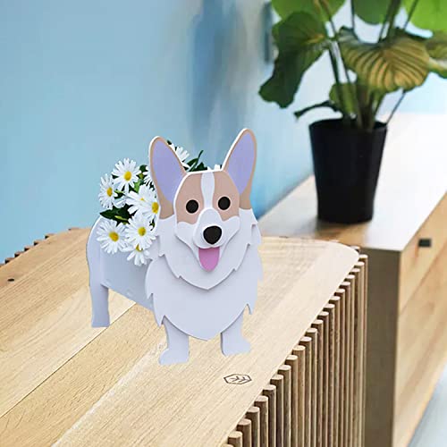 Gochoi Small Corgi Gifts Dog Planter,PVC Animal Plant Pots Outdoor Indoor Garden Planters for Succulent,Cute Rectangular Plant Flower Pots Decor S Corgi - Image 2