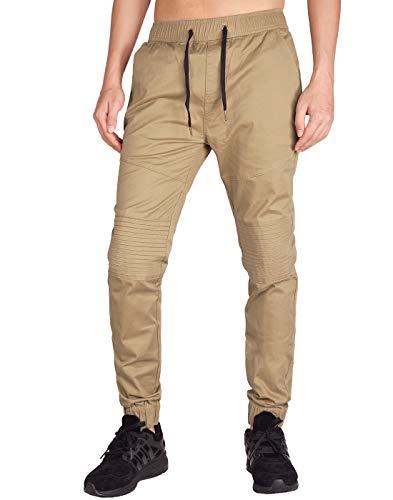 ITALY MORN Men's Chino Jogger Casual Pants L Khaki