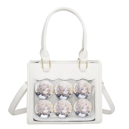 Bolso de hombro pequeño y adorable estilo Kawaii, bolso tipo Ita Bag con compartimento transparente para displays, ideal para personalizar — Blanco miniatura 1