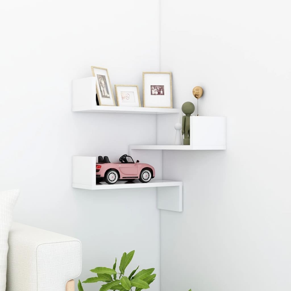 HaoChrymec Étagère Murale d'angle with Bois d’ingénierie, Design Moderne, Grande Capacité de Rangement, Étagère Angle, Bibliothèque Murale, pour Salon, Chambre, Blanc, 40 x 40 x 50 cm